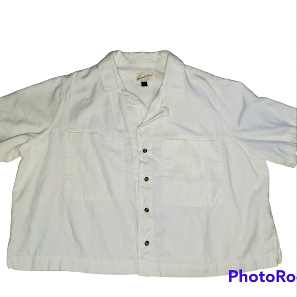 NWOT Universal Thread Button Down Shirt White Cotton Linen XXL - Picture 3 of 5